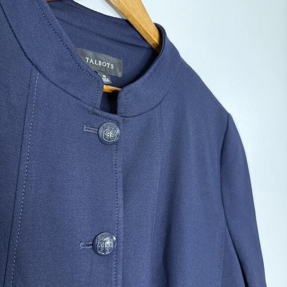 Talbots Jacket Womens 16 Navy Stand Collar Blazer Button Front Pockets Lined NEW - Picture 3 of 9